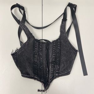 Darker Wavs Reverb Washed Denim Corset Top Size XXS Amazing Condition